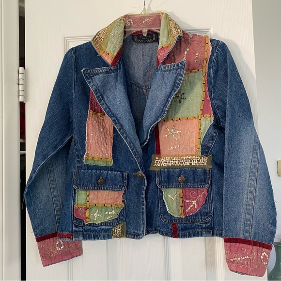 Colorful Patchwork Denim Jacket - Picture 1 of 11